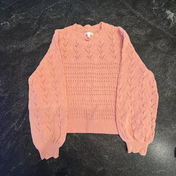 LC Lauren Conrad Pink Scalloped Sweater, M - Picture 2 of 5
